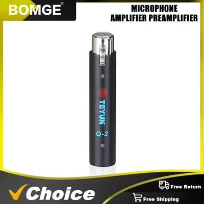 Professional Microphone Dynamic Preamplifier Q2 28DB Gain Dynamic Mic Amplifier 48V Metal Structure