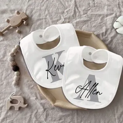 Personalised Baby Bib Bibs Custom Initial with Name Boys Cotton Infant Saliva Towel Letter Print Bib