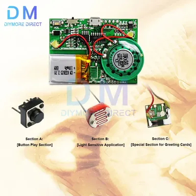 Recording Recorder Module Sound Module Push Button/Light Control Activated 8M Capacity Micro USB