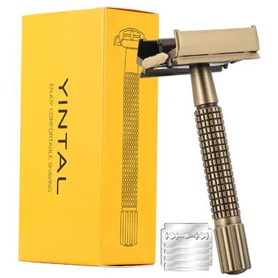 YINTAL Brass Men Safety TTO Razor Classic Butterfly Double Edges Razors Plating Grid Handle Shaver