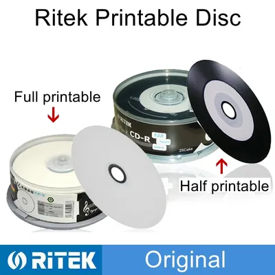 25PCS/BOX Ritek Printable CD-R Blank Disc Recordable Compact Disc 700MB/80min/52x CD-R Vinyl Disc