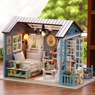 DIY Miniature Dollhouse Kit Assemble Puzzle 3D Wooden House Room Craft With Furniture LED Lights Children's Birthday Gift Toys