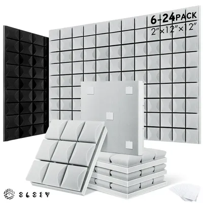 Acoust Insulation Panel 6/12/24 Pcs, Studio Soundproof Foam Wall, Noise Protective Sponge Sound Absorption Treatment Panel