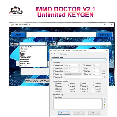 2023 IMMO DOCTOR V2.1 MULTI BRAND With Unlimited KEYGEN Immo Off Immo Delete Software for ME17 MH72