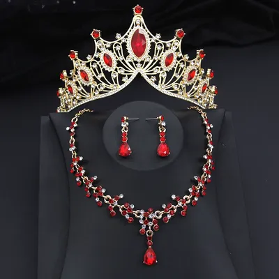 Bridal Headwear Green-Colour Ladies Exquisite Dazzling Party Crown Jewelry sets Birthday Tiaras
