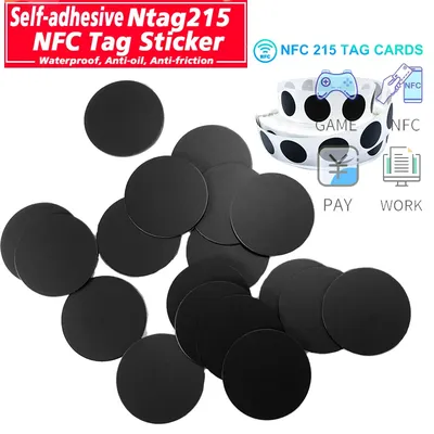 10/50/100pcs RFID NFC Ntg215 Tags Black Sticker 13.56MHz NFC 215 Adhesive Labels 25MM 504 Bytes NFC