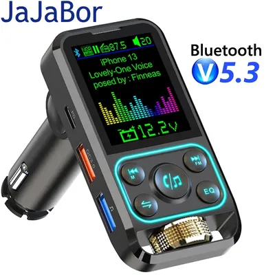 JaJaBor FM Transmitter Car Bluetooth Handsfree Car Kit AUX Audio Receiver QC3.0 PD 30W Fast Charging