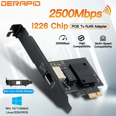 Intel I226-V PCIE To RJ45 Network Adapter 2.5G Gigabit Ethernet 100/1000/2500Mbps RJ45 LAN