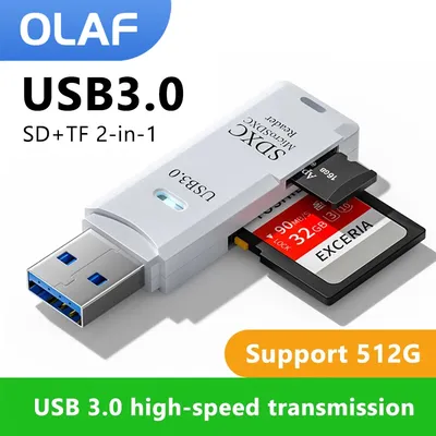 2-in-1 Card Reader USB 3.0 Reader Micro SD TF Memory Card High Speed Multi-card Writer Adapter Flash