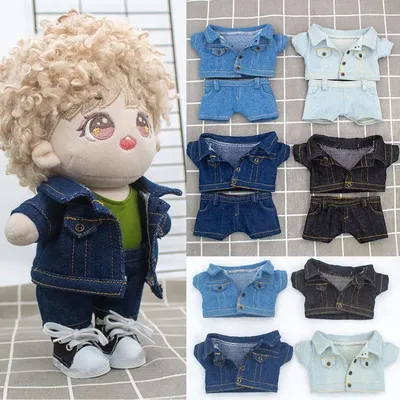 1 Set 15cm/20cm Doll Clothes Fashion Jeans Jacket Pants Suit Cotton Doll Casual Wears Coat Clothes