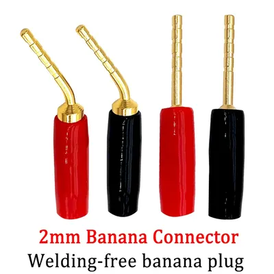 1/2/5Pair 2mm Banana Wire Cable Bend Pin Plug Connector Banana Screw Sock Speaker Audio Plug Adapter