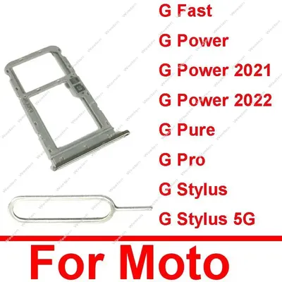 Sim Card Tray Holder For Motorola MOTO G Fast G Pro G Pure G Stylus 5G G Power 2021 2022 Sim Socket Card Reader Adapter Parts