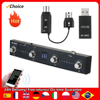 M-VAVE Chocolate MIDI Controller BT Rechargeable 4 Buttons MIDI Controller Pedal APP Control with