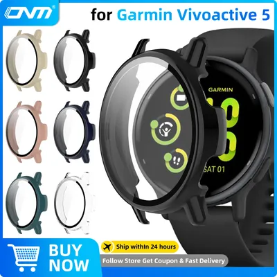 Premium PC Case+Tempered Glass for Garmin Vivoactive 5 Anti-scratch Screen Protector Film & Bumper
