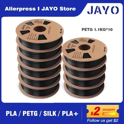 JAYO ABS/PLA META/PETG/SILK/TPU/Wood/ Rainbow/Marble 3D Printer Filament 1.75mm 10 Roll 3D Printing