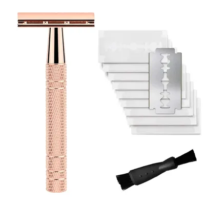 Double Edge Safety Razor for Women, with 10 pcs Safety Razor Blades Single Blade Razor Reusable
