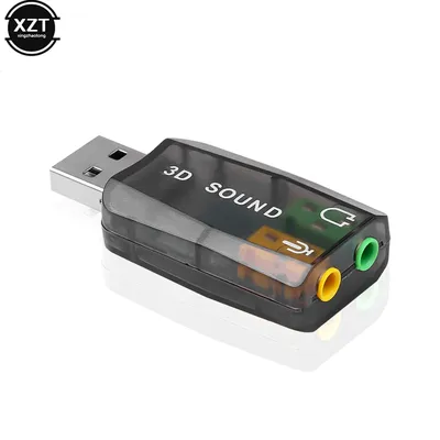 Channel 5.1 External 3D USB Sound Card with 3.5mm Audio Adapter for Computer headphone Stereo Mic