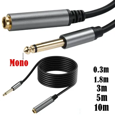 1/4 TS Mono Stereo 6.35mm Male to Female extension Cable Cord TS 6.35 Male Female Lengthen Extend
