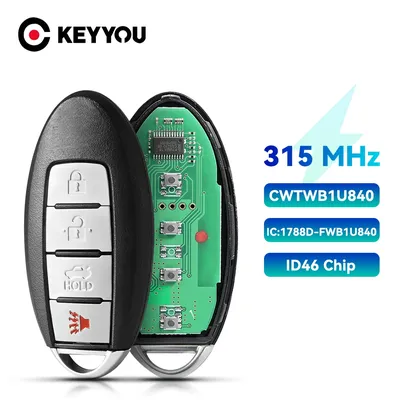 KEYYOU CWTWB1U840 Smart Car Remote Key Fob 315MHz ID46 4BTN Keyless For Nissan Sentra Versa Leaf