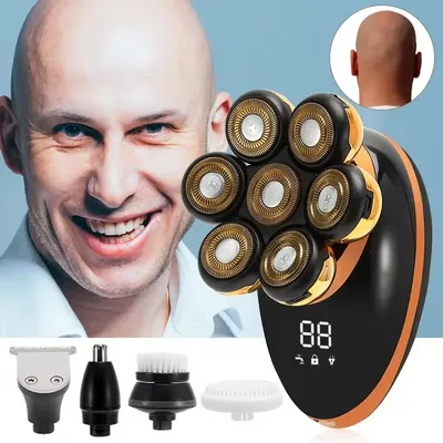 Men 7D Floating Men Electric Shaver Wet Dry Beard Hair Trimmer Electric Razor Rechargeable Bald Head