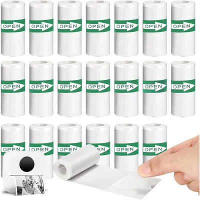 20PCS Mini Printer Paper Thermal Sticker Paper Self-adhesive Printer Paper Photo Printer Labels For