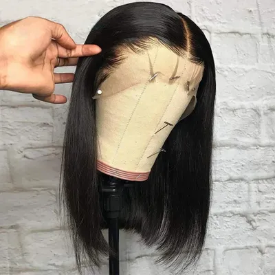 Brazilian Straight 13x4 HD Lace Front Wig Short Bob Human Hair Wigs Remy Hair for Black Women 4x4