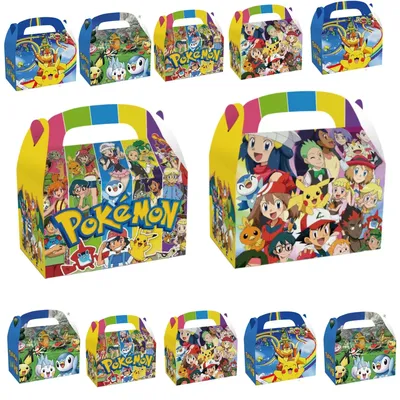 12/24/36 Pokemon Birthday Decoration Pikachu Paper Gift Box Cardboard Candy Box Kids Favor Baby