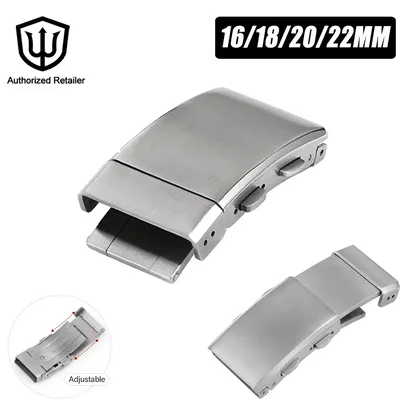 Watchdives 20mm 22mm Stainless Steel Watchband Buckle Brushed Extendable 16mm 18mm Adjustable Watch