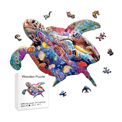 Turtle Wooden Puzzle Peacock Tai Chi Rules JigsawPuzzle Children's Game Gift Education Game DIY