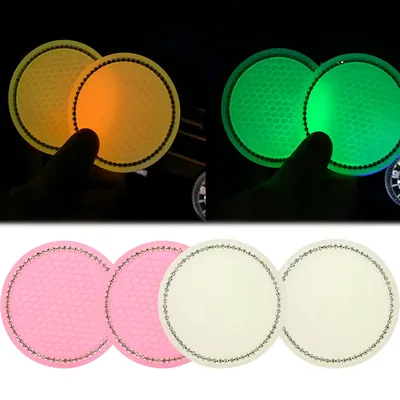 Luminous Car Water Cup Pad Coaster Rhinestone Rubber Mat Car Coaster Cup Bottle Holder Anti-slip Pad
