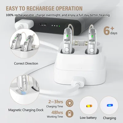 Rechargeable USB Hearing Aid Behind the Ear Sound Amplifier Elderly Noise Cancelling Deaf Care