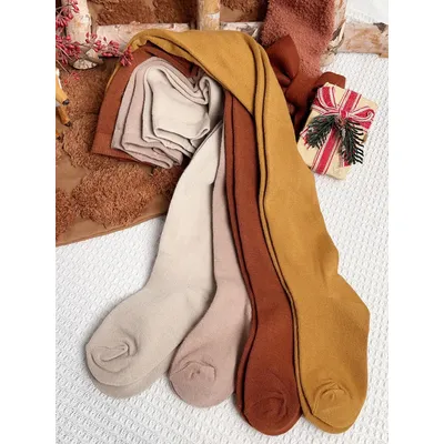 4pairs Toddler Girls Bow Series Solid Tights