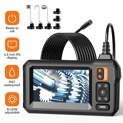 Dual&Single Lens Endoscope Camera with 1080P 8mm 4.3" IPS Screen IP67 Waterproof Car Pipe Inspection