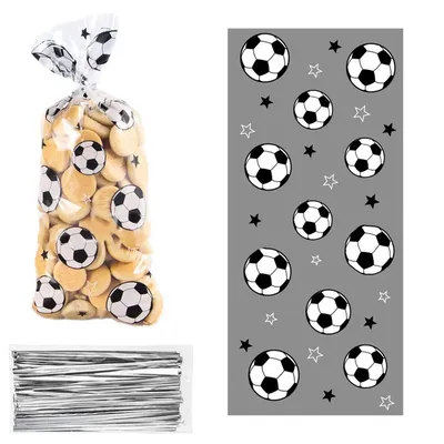 50/25Pcs Football Party Cookie Gift Bags Party Candy Treat Bag Kids Soccer Theme Birthday