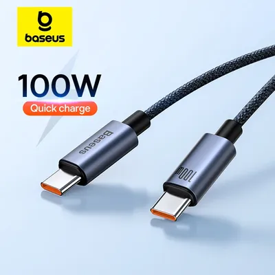 Baseus USB Cable For iPhone15 Pro PD100W USB C to Type C Fast Charger Cable for Xiaomi Samsung