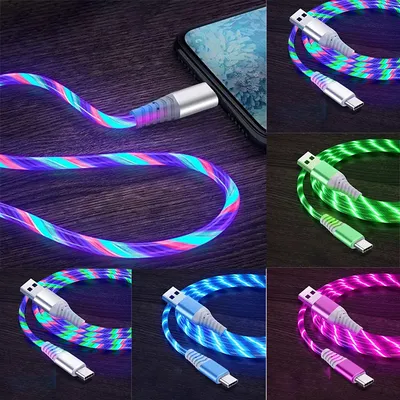 Glowing Cable LED Micro USB Type C Cable 3A Fast Charging for iPhone Samsung Xiaomi OPPO Huawei