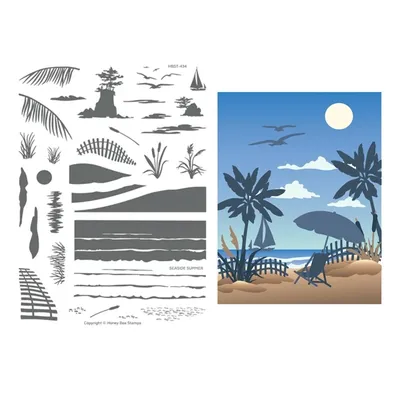 HonB Seaside Summer Clear Stamp for New July 2022 Scrapbooking Paper Making Bee Embossing Frame