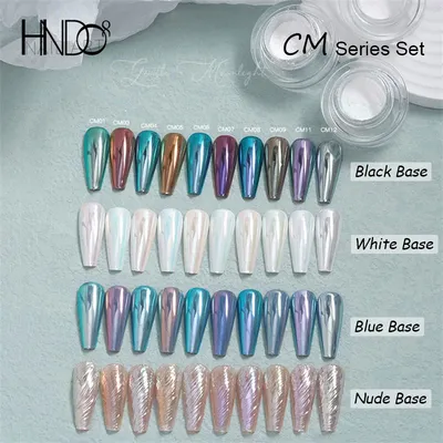 HNDO Aurora Moonlight White Chrome Powder for Nail Art Professional DIY Manicure Nails Decor CM