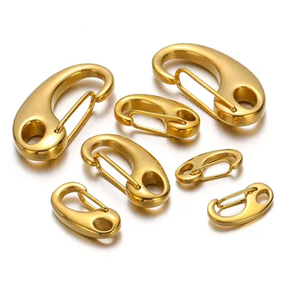 5pcs Stainless Steel D-shaped Gold Plated Lobster Clasps Hooks Connectors Necklace for DIY Jewelry