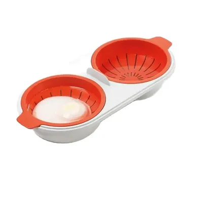 Microwave Egg Poacher Food Grade Cookware Double Cup Egg Boiler Kitchen Steamed Egg Set Microwave