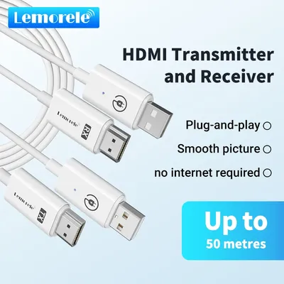 Lemorele HDMI Wireless Transmitter Receiver Extender Kit 164FT/50M Wireless Display Dongle for TV