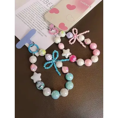 High-End Fashion Creative Mobile Phone Lanyard, Wrist Strap, DIY Chain, Hand-Beaded Mobile Phone