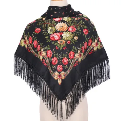 New Ethnic Style Headscarf hijabs for woman Scarf Muslim Print Tassel Shawl Middle-aged and Elderly