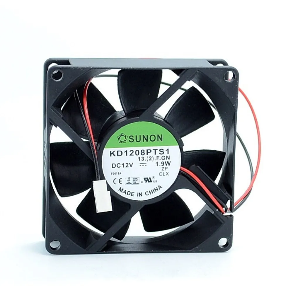 KD1208PTS1 80*80*25mm 8025 8CM 12V 1.9W Low-Current Power Supply Chassis Cooling Fan For SUNON