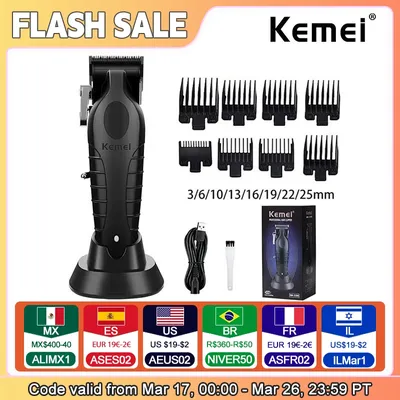 Kemei KM-2296 Professional Hair Clipper for Men Hair Cutting Machine with Seat Charger Hair Trimmer