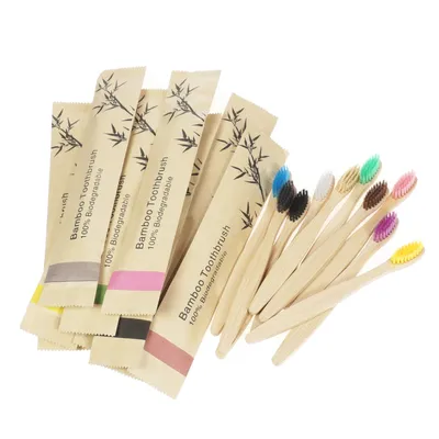 100 Pcs Children Colorful Toothbrush Eco Soft Bristle Bamboo Toothbrush Kids Bamboo Vegan Tooth