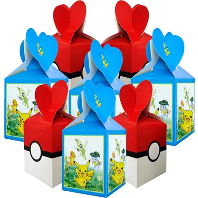 12pcs Pokemon Pokeball Candy Box 8.5*17.5cm Gift Bag Boy Pikachu Birthday Party Supplies Decorations