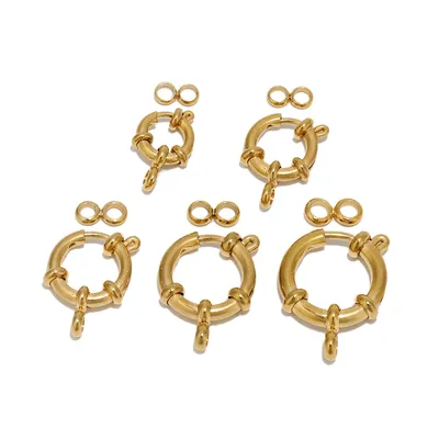 4pcs Stainless Steel Round Spring Ring Clasps DIY Clavicle Necklace Hooks Jewelry Making 8