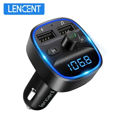 LENCENT Bluetooth FM Transmitter Wireless Radio Adapter Car Kit with Dual USB Charging Car Charger