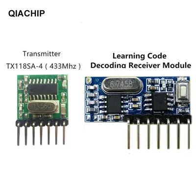 QIACHIP 433mhz Wireless Wide Voltage Coding Transmitter + Decoding Receiver 4 Channel Output Module For 433 Mhz Remote Controls